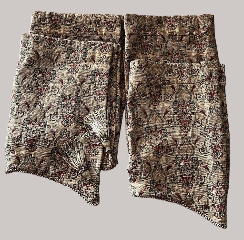4 Springs Global Luxury Window Teardrop Valances Tapestry Damask Tassels 50" W